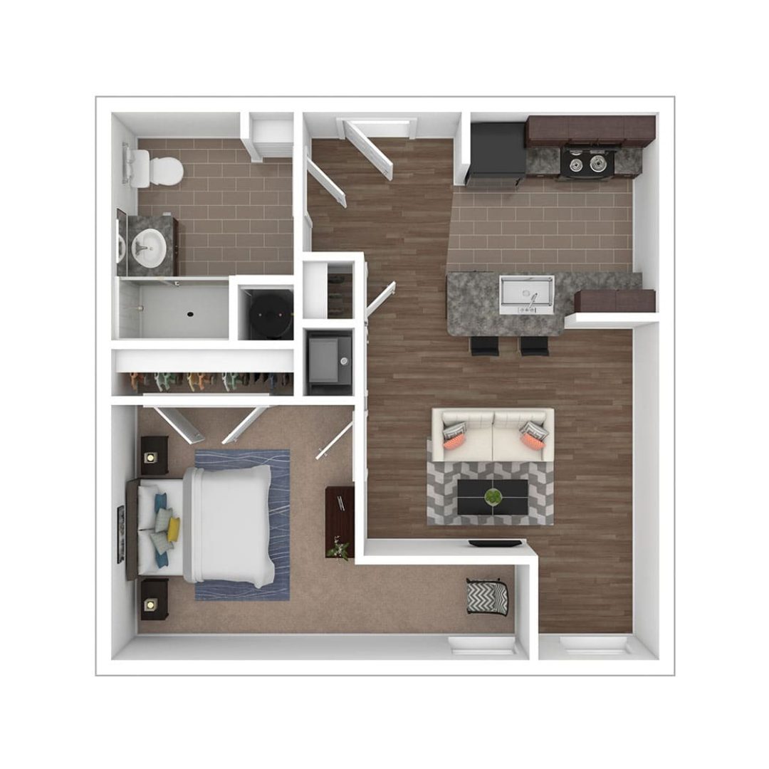 1X1-A8-579Sf Apartment D 1 Bedroom 1 Bathroom at Weinberg Terrace